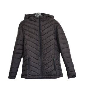 Women’s Black Quilted Hooded Puffer Coat Size L
